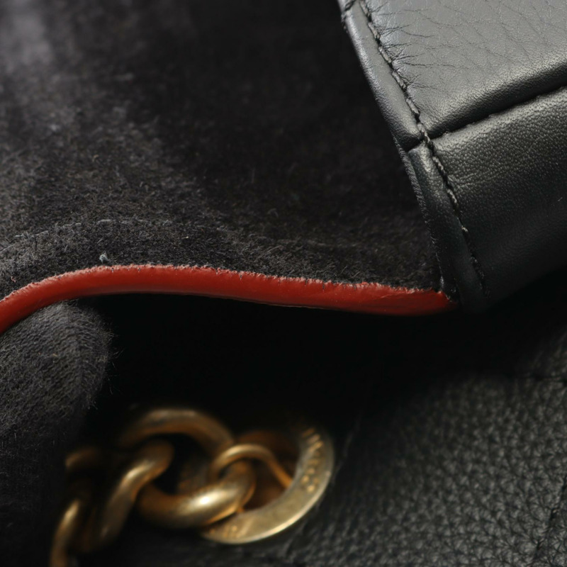 香奈兒 (CHANEL) Matelasse 皮革鏈條肩背包，黑色，二手，女士，金色五金-7