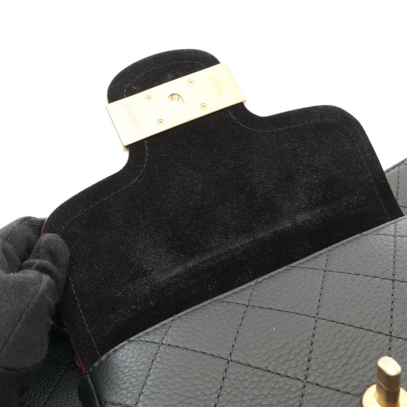 香奈兒 (CHANEL) Matelasse 皮革鏈條肩背包，黑色，二手，女士，金色五金-8