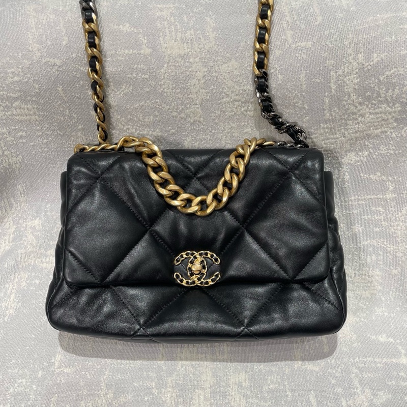 Chanel 19bag 黑金中號-0
