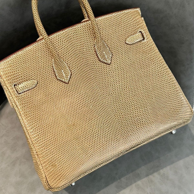 9新 Hermes Birkin 25 全蜥蜴 Ficelle 17色 (煙草灰)  框K刻-1