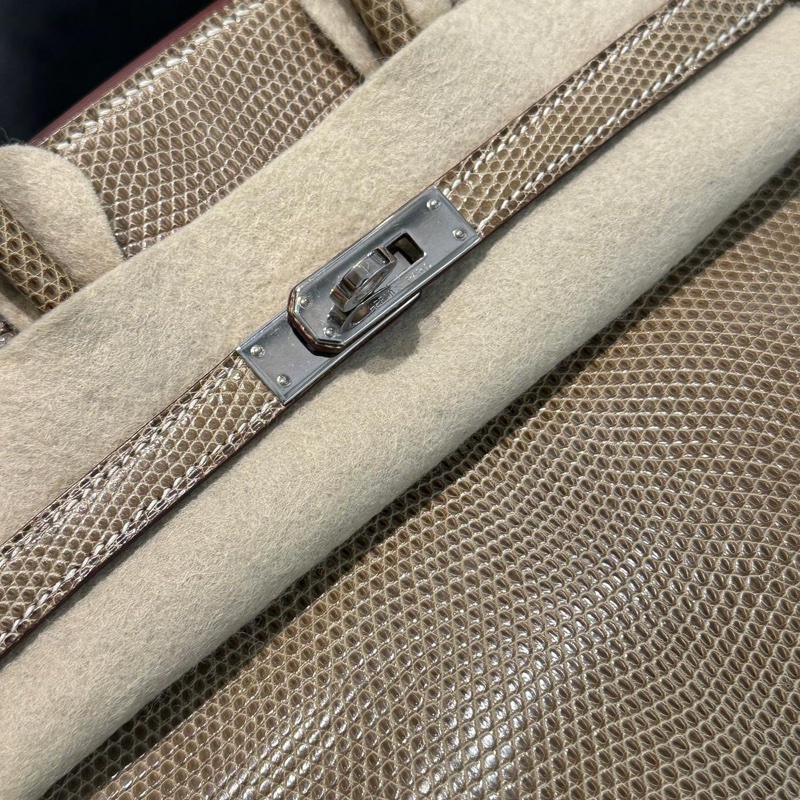 9新 Hermes Birkin 25 全蜥蜴 Ficelle 17色 (煙草灰)  框K刻-2