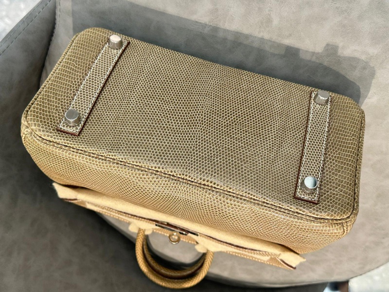 9新 Hermes Birkin 25 全蜥蜴 Ficelle 17色 (煙草灰)  框K刻-3