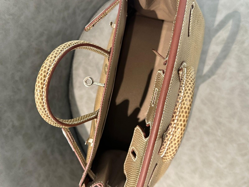 9新 Hermes Birkin 25 全蜥蜴 Ficelle 17色 (煙草灰)  框K刻-4