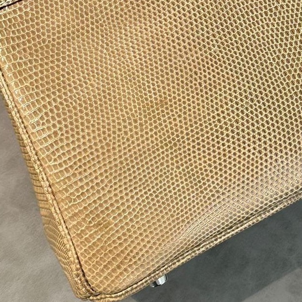 9新 Hermes Birkin 25 全蜥蜴 Ficelle 17色 (煙草灰)  框K刻-5