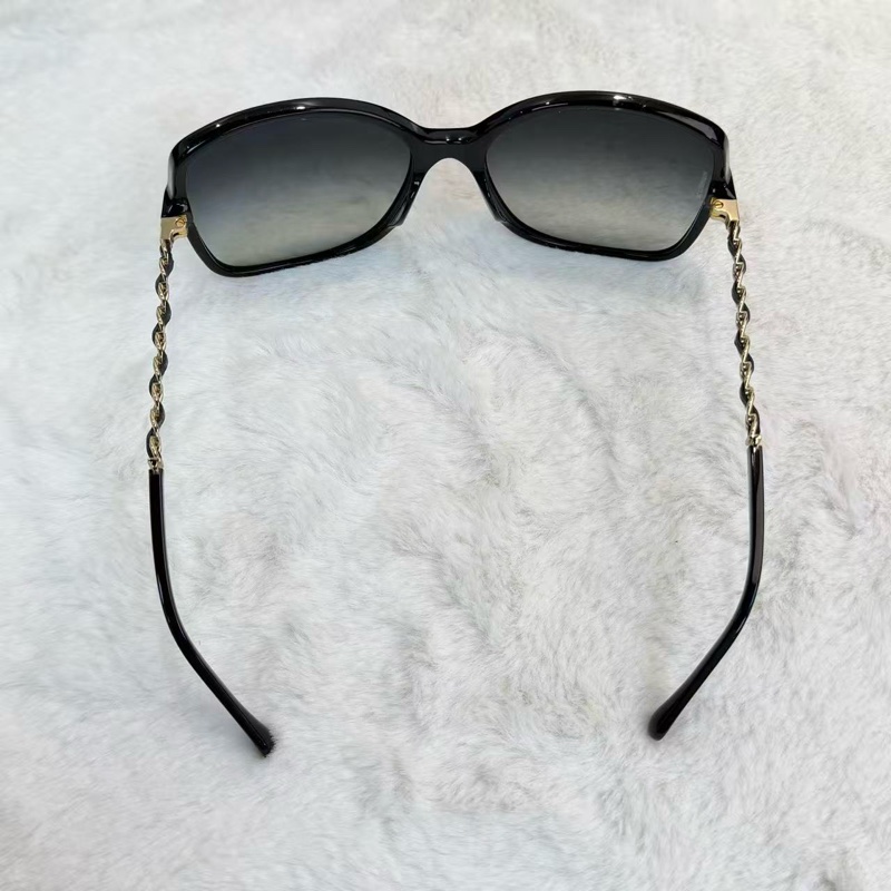 Chanel漸變鏡片墨鏡 黑金皮-2