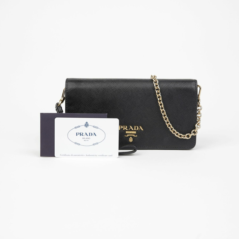 PRADA 金屬Logo鏈條手拿包斜背包 1BP023-0