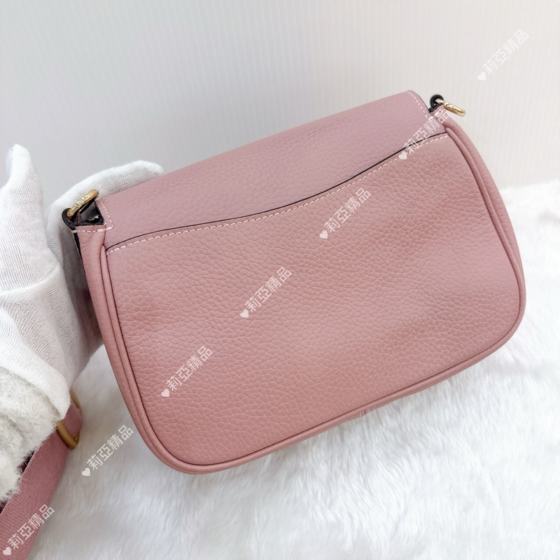 莉亞精品♡ Coach 粉雙釦郵差包 二手美包-3