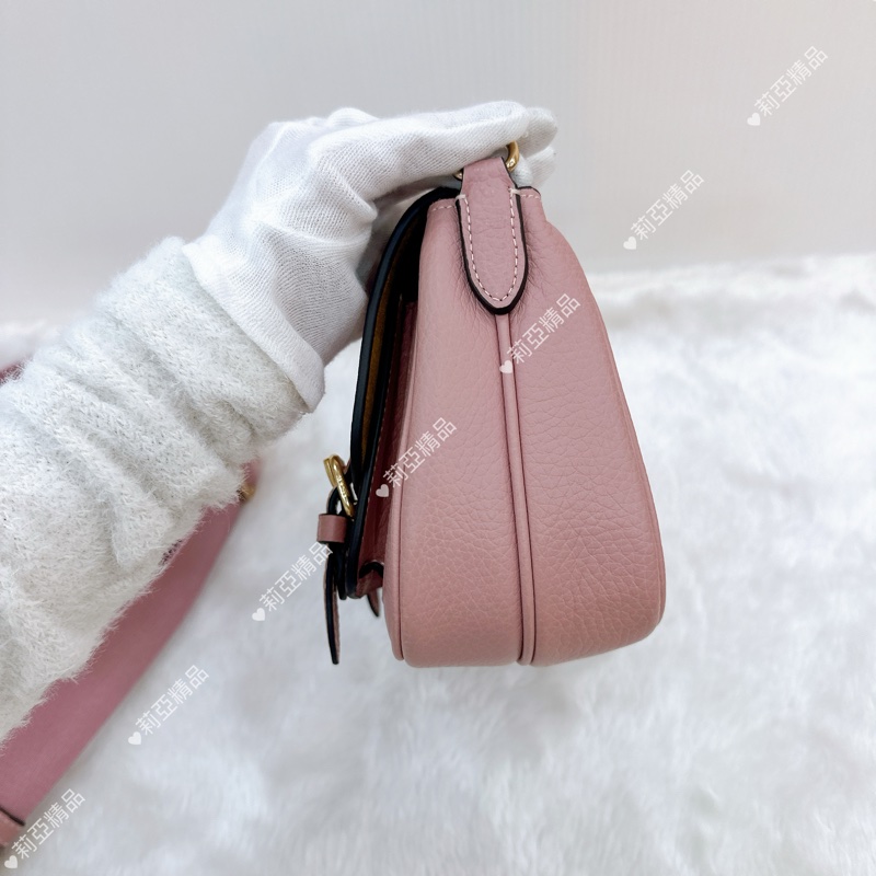 莉亞精品♡ Coach 粉雙釦郵差包 二手美包-4