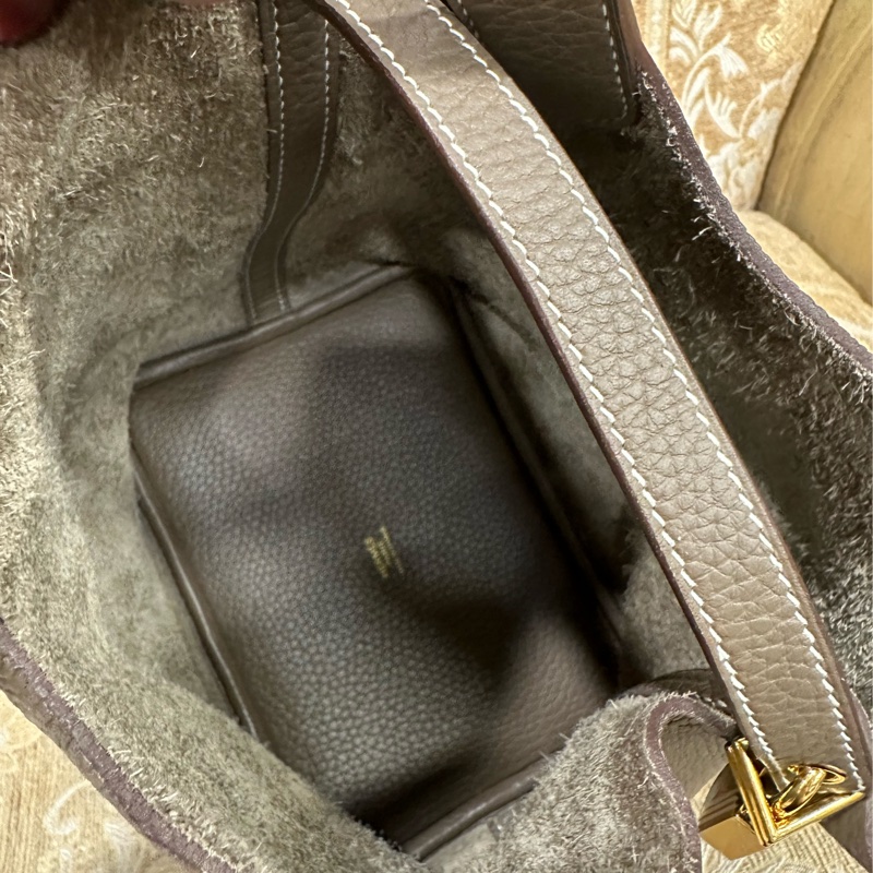 Hermes 18 Etoupe大象灰Clemence皮金釦Picotin 18-9
