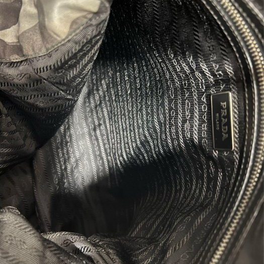 東區正精品㊣PRADA VA889 灰色迷彩尼龍銀三角牌機器龍形拉鍊手提包斜背包購物袋 RZ6076-1