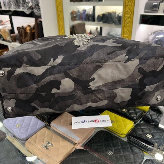 東區正精品㊣PRADA VA889 灰色迷彩尼龍銀三角牌機器龍形拉鍊手提包斜背包購物袋 RZ6076-7