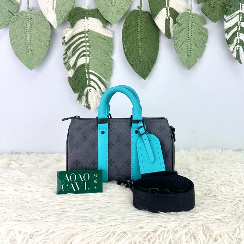 LV 特別款🌟 Tiffany Blue 灰色老花KeepAll 25 手提斜肩包 晶片款 2024年-0