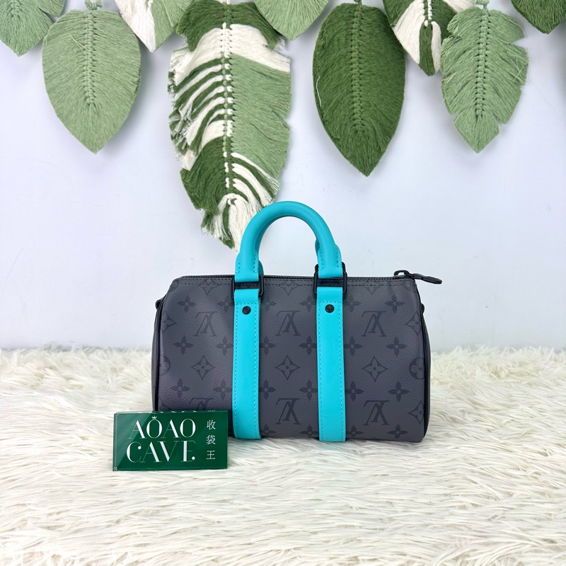 LV 特別款🌟 Tiffany Blue 灰色老花KeepAll 25 手提斜肩包 晶片款 2024年-4