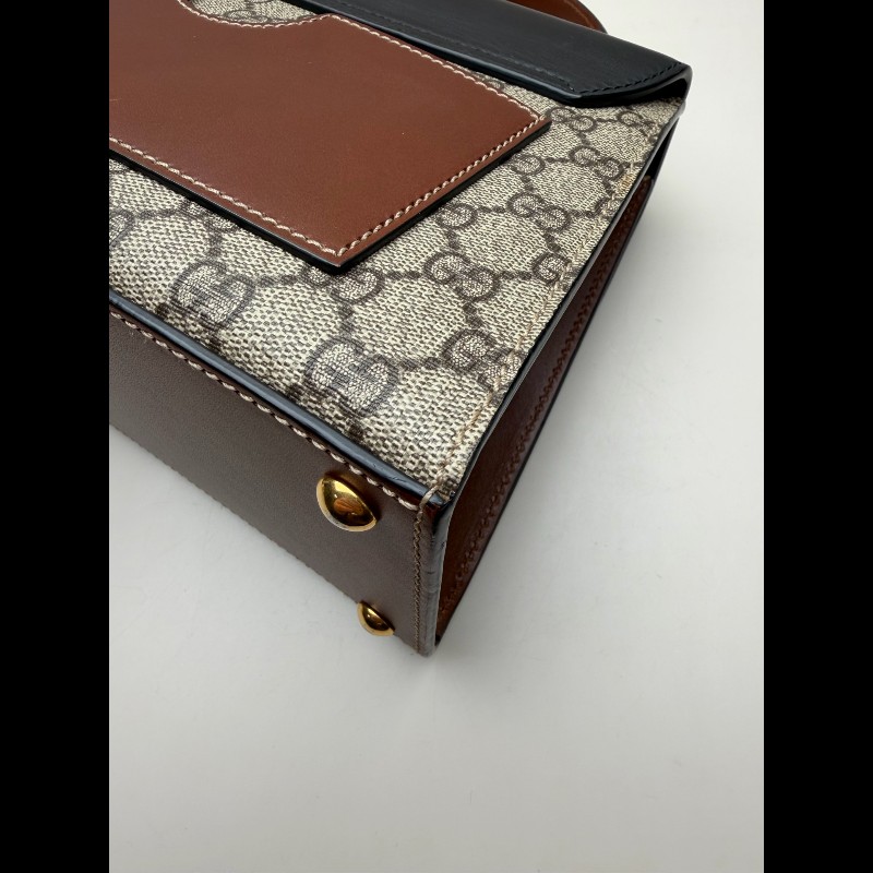 GUCCI padlock老花拼黑色牛皮 月光寶盒中號-8