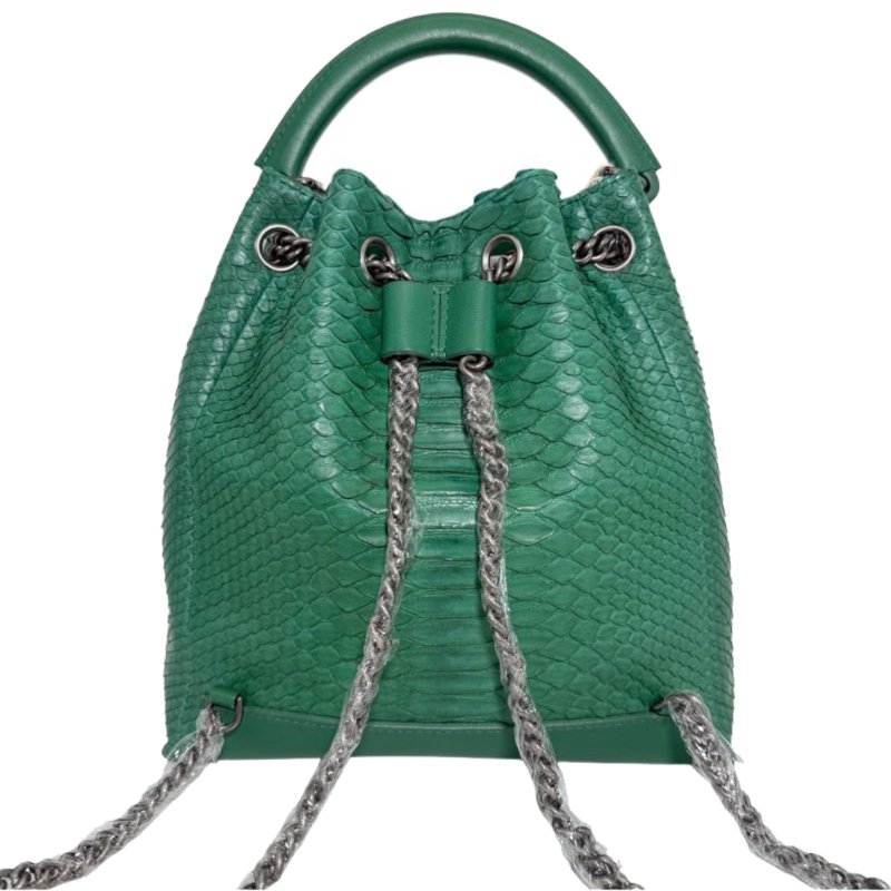 ［2575］香奈兒 Chanel 22開 後背包/書包 蟒蛇皮 綠色 大號-1