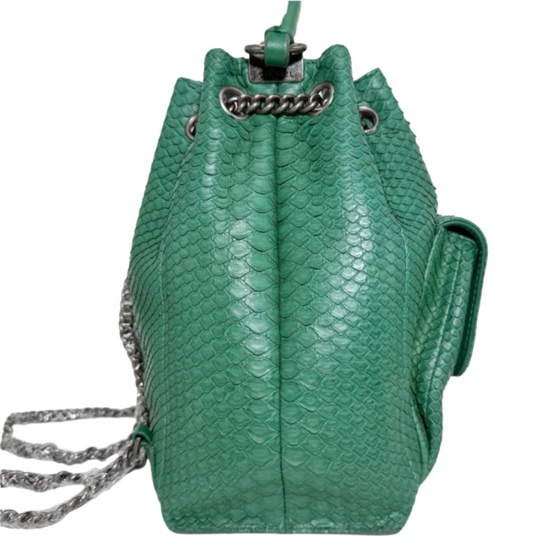 ［2575］香奈兒 Chanel 22開 後背包/書包 蟒蛇皮 綠色 大號-2