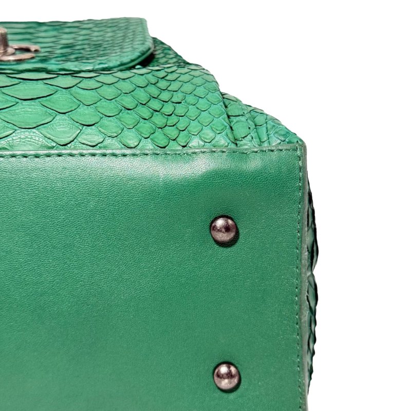 ［2575］香奈兒 Chanel 22開 後背包/書包 蟒蛇皮 綠色 大號-10