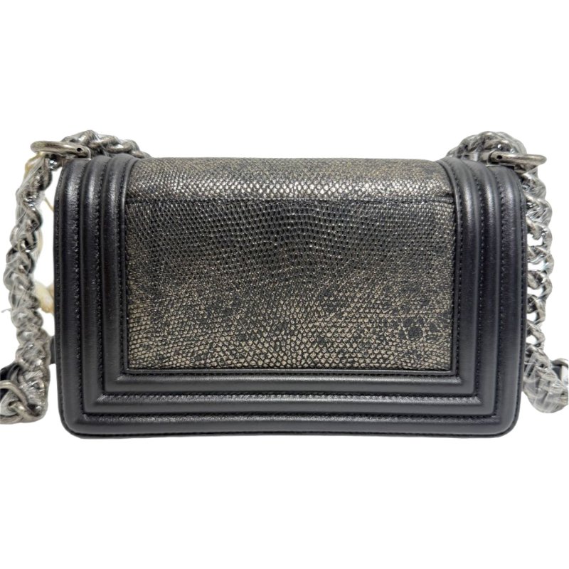 ［2602］香奈兒 Chanel LE BOY 21開 黑色 蜥蜴皮 小號 斜背包-1