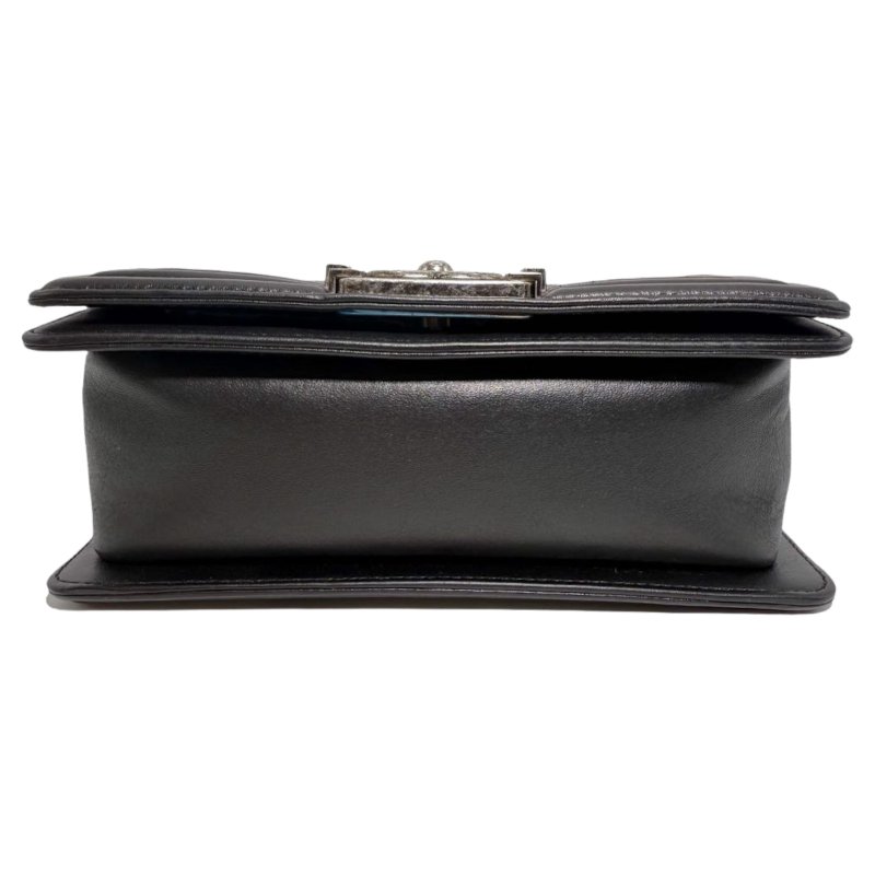 ［2602］香奈兒 Chanel LE BOY 21開 黑色 蜥蜴皮 小號 斜背包-4