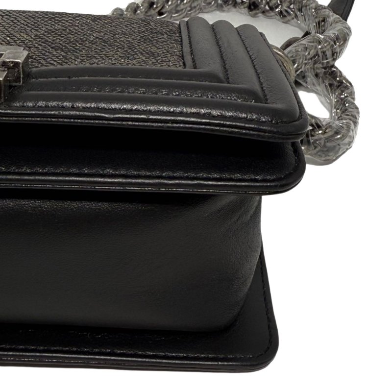 ［2602］香奈兒 Chanel LE BOY 21開 黑色 蜥蜴皮 小號 斜背包-6