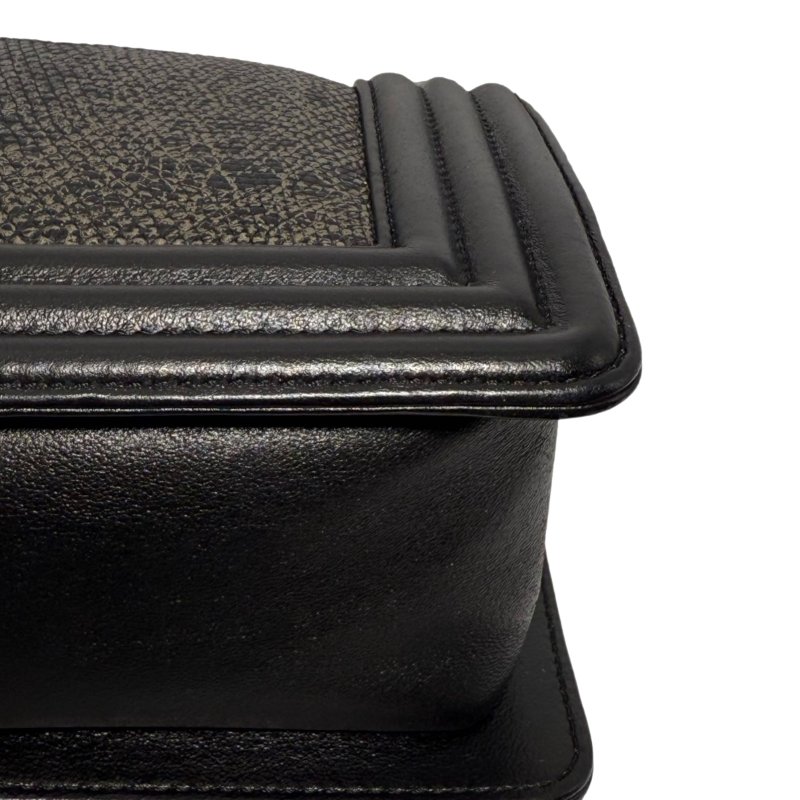 ［2602］香奈兒 Chanel LE BOY 21開 黑色 蜥蜴皮 小號 斜背包-8