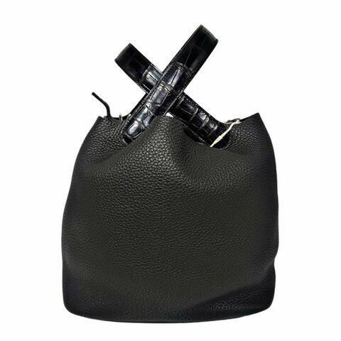 [2793］ 愛馬仕  Hermès picotin (黑色）手提包 Togo皮 銀扣