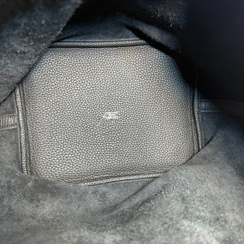 [2793］ 愛馬仕  Hermès picotin (黑色）手提包 Togo皮 銀扣-4