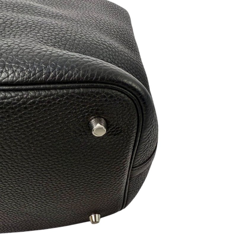 [2793］ 愛馬仕  Hermès picotin (黑色）手提包 Togo皮 銀扣-8