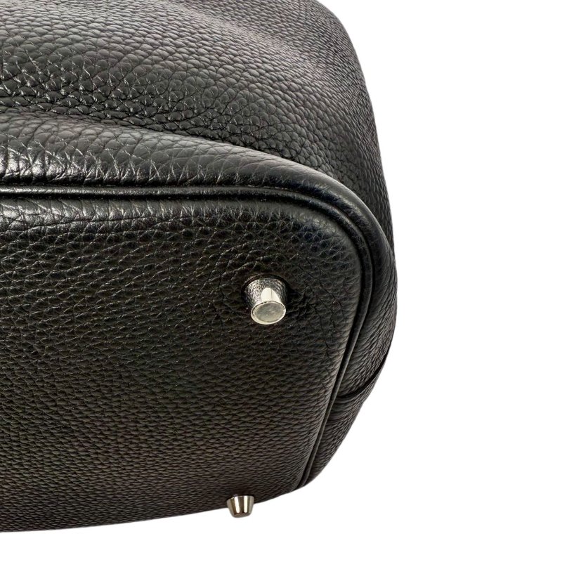 [2793］ 愛馬仕  Hermès picotin (黑色）手提包 Togo皮 銀扣-10