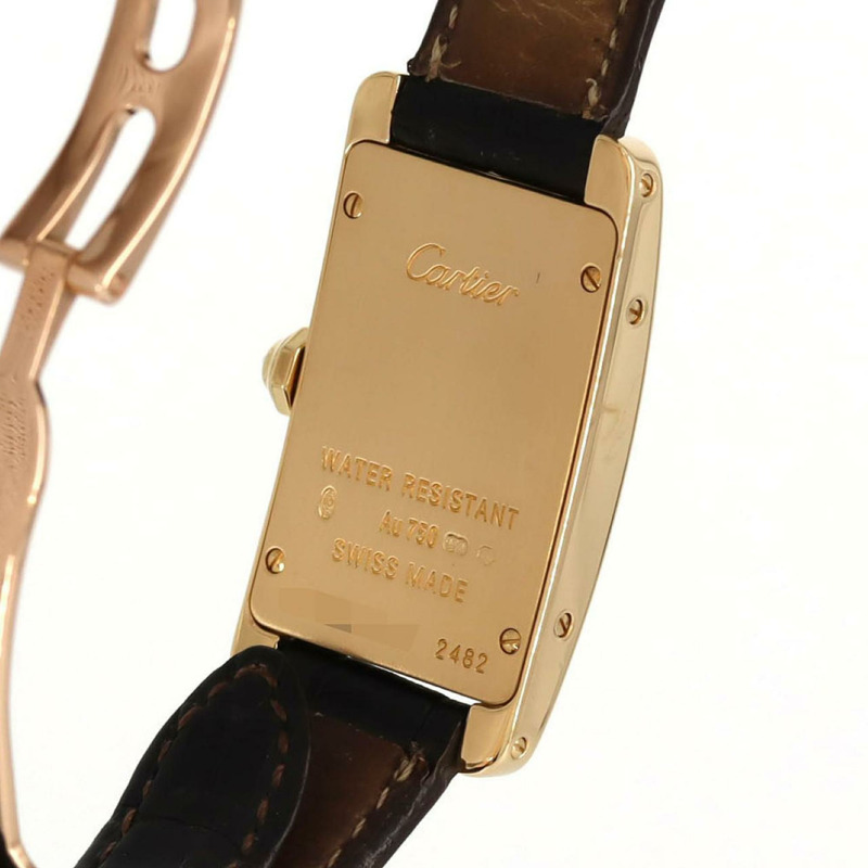 卡地亞 Tank Américaine SM 黃金十字 D WB707231 石英錶-6