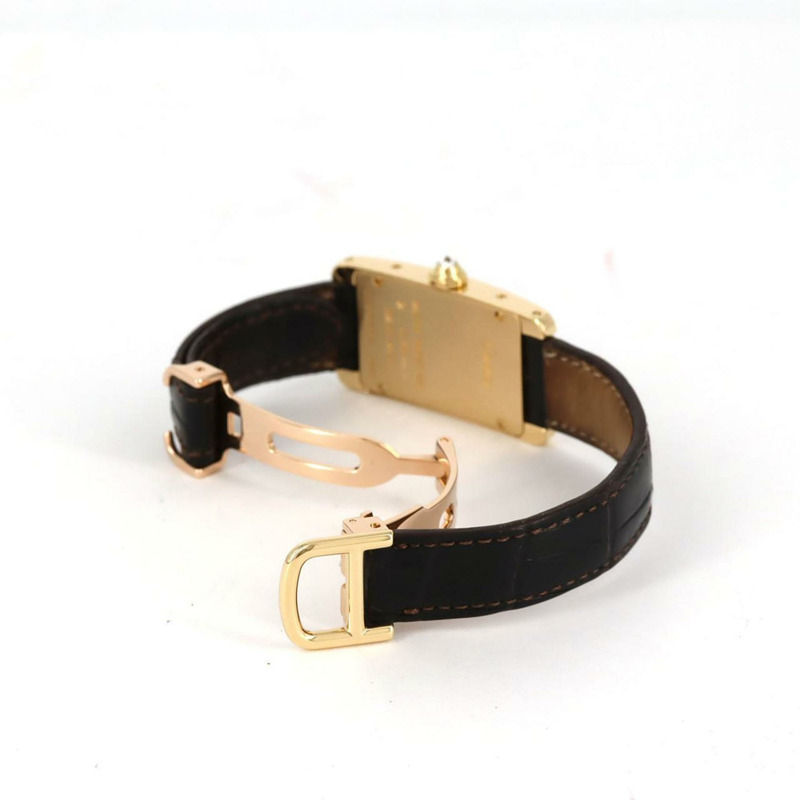 卡地亞 Tank Américaine SM 黃金十字 D WB707231 石英錶-7