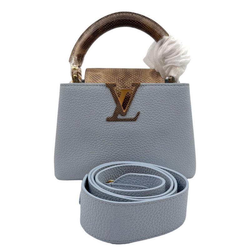 【3127】路易威登 LV Capucines 藍色 手提/斜挎包 牛皮 小號 金扣-5