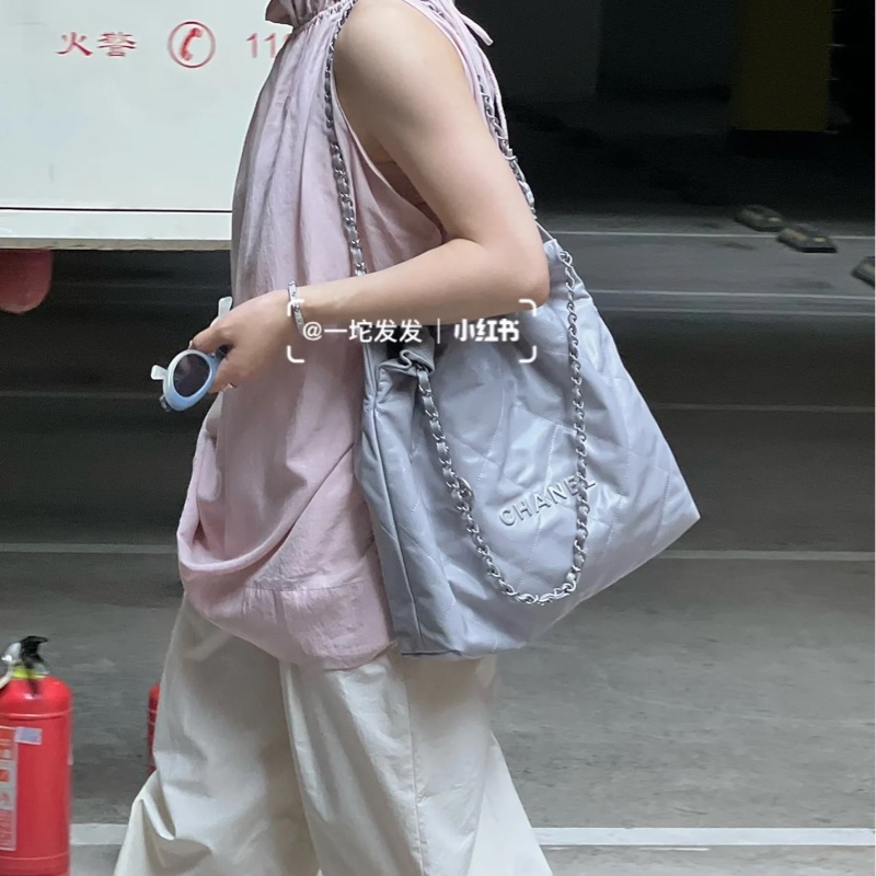 （全新全配）chanel香奈兒22bag 中號灰銀-5