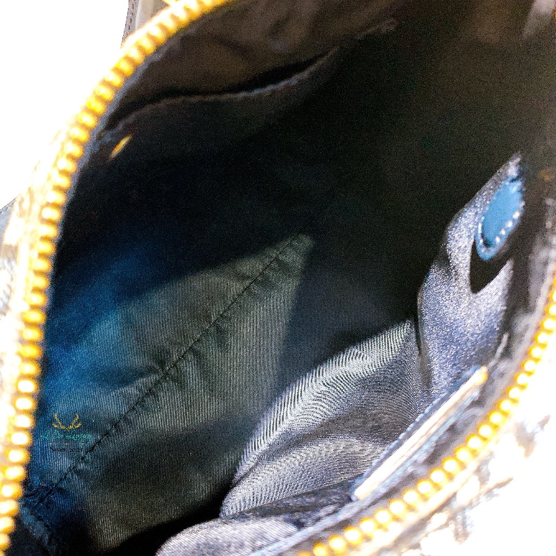 DIOR Vintage 藍色 緹花布 Logo 迷你 Speedy 波士頓包 手提包-11