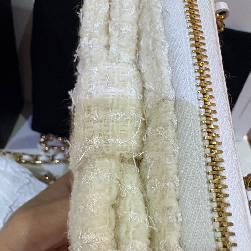 香奈兒 -全新-秋冬金鍊卡夾珍珠羊毛tweed clutch with Chain CD0122 --3