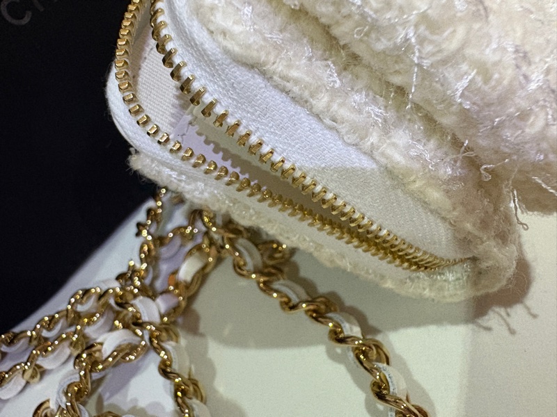 香奈兒 -全新-秋冬金鍊卡夾珍珠羊毛tweed clutch with Chain CD0122 --6