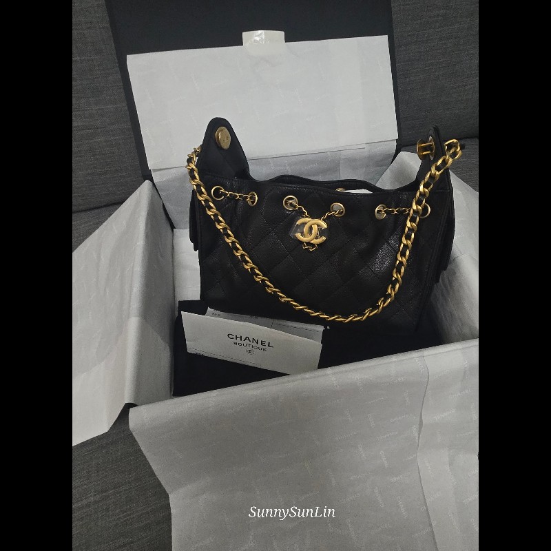 香奈兒 Chanel 25 bag hobo 荔枝牛皮金釦 肩背包 Jennie同款 🈶正本購證-0