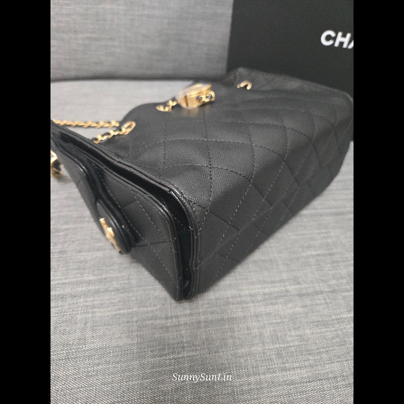香奈兒 Chanel 25 bag hobo 荔枝牛皮金釦 肩背包 Jennie同款 🈶正本購證-11