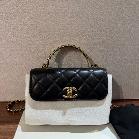Chanel香奈兒23b鴛鴦扣金橋mini晶片款