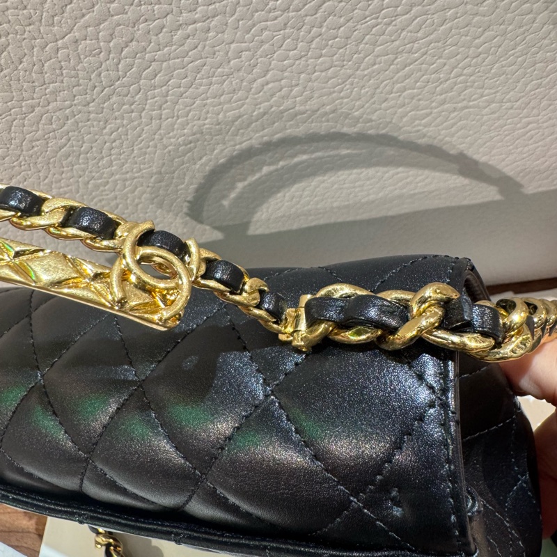 Chanel香奈兒23b鴛鴦扣金橋mini晶片款-3