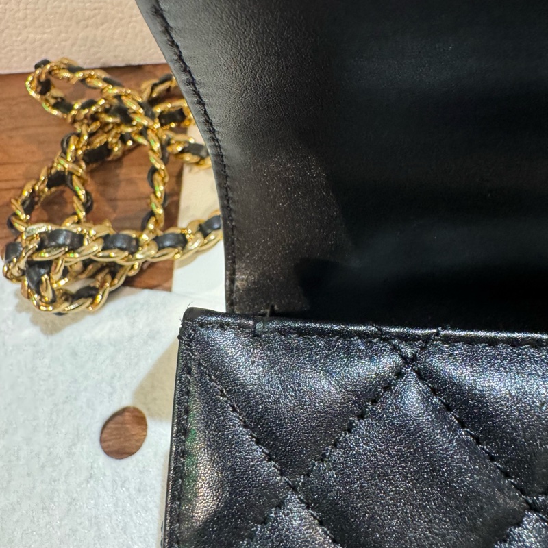 Chanel香奈兒23b鴛鴦扣金橋mini晶片款-8