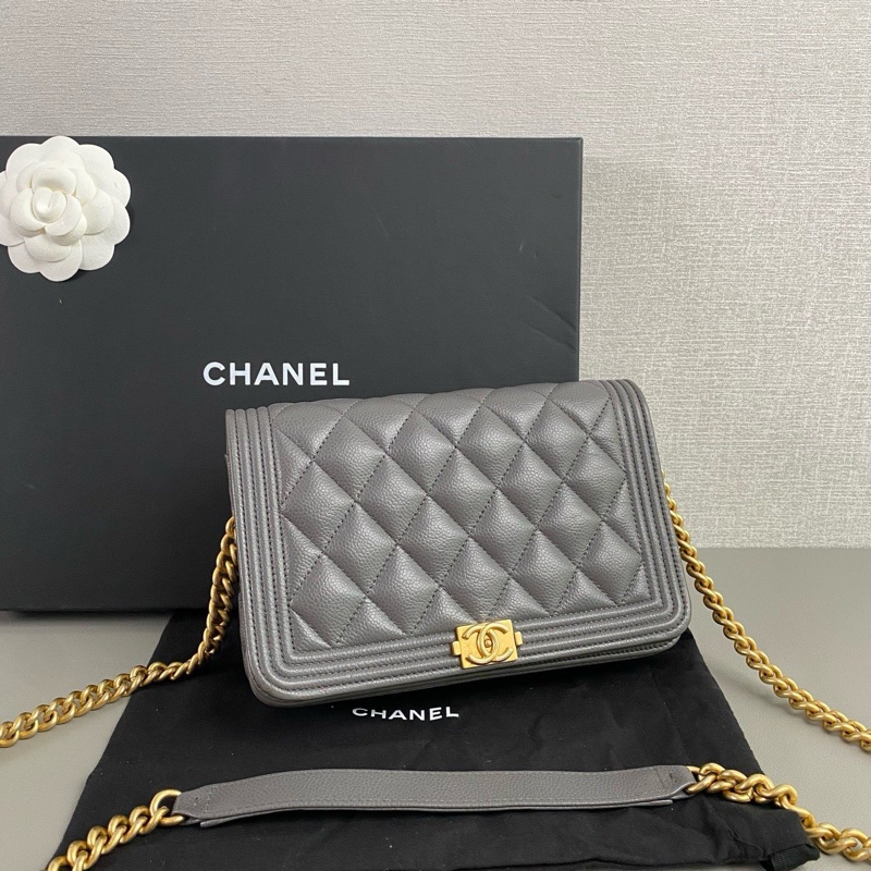 ✨Chanel 深灰金扣 Leboy woc 晶片款🩶-3