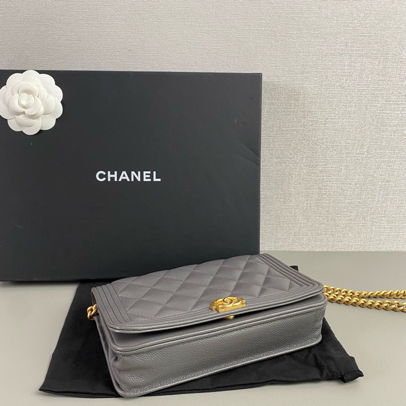 ✨Chanel 深灰金扣 Leboy woc 晶片款🩶-7