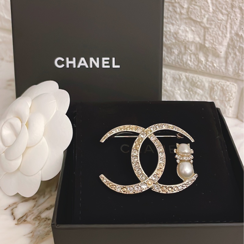 全新附購證✨ 手工坊香奈兒Chanel 水鑽雙C logo貓咪胸針-6