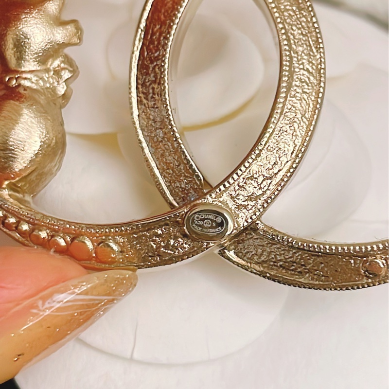 全新附購證✨ 手工坊香奈兒Chanel 水鑽雙C logo貓咪胸針-7