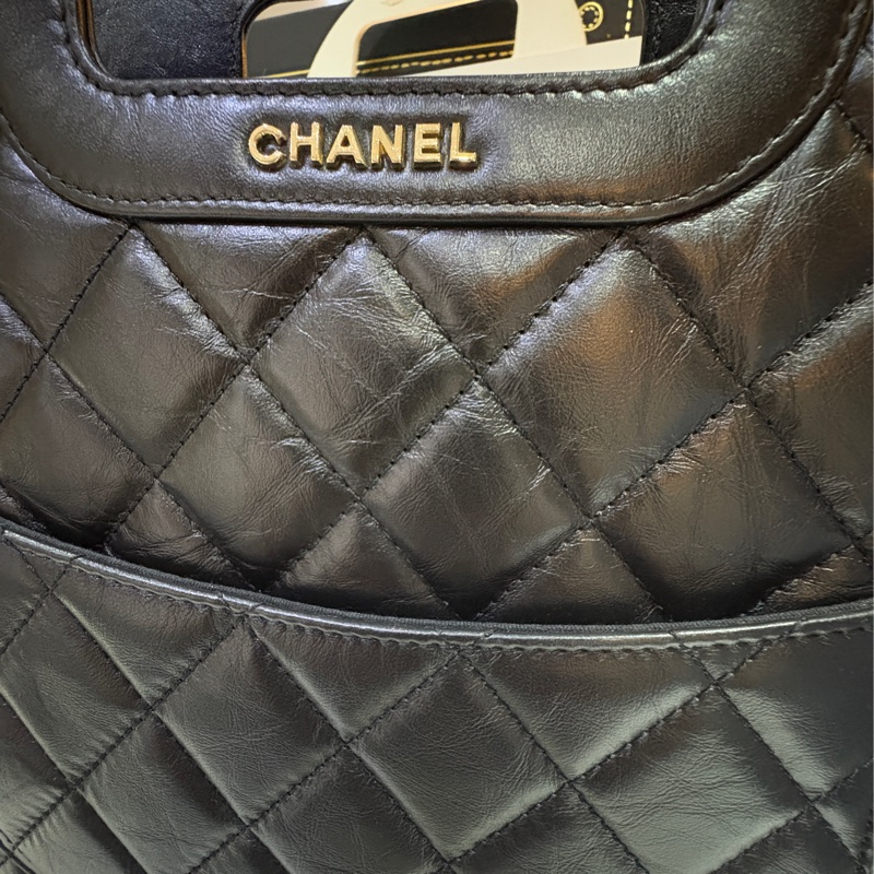 Chanel 2020 限量復古小牛皮徽章手提肩揹包Tote-3