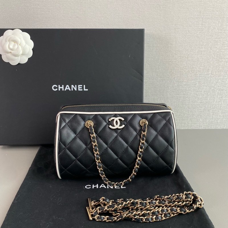 ✨Chanel 25P黑白 圓筒包 99新 晶片款🖤-1