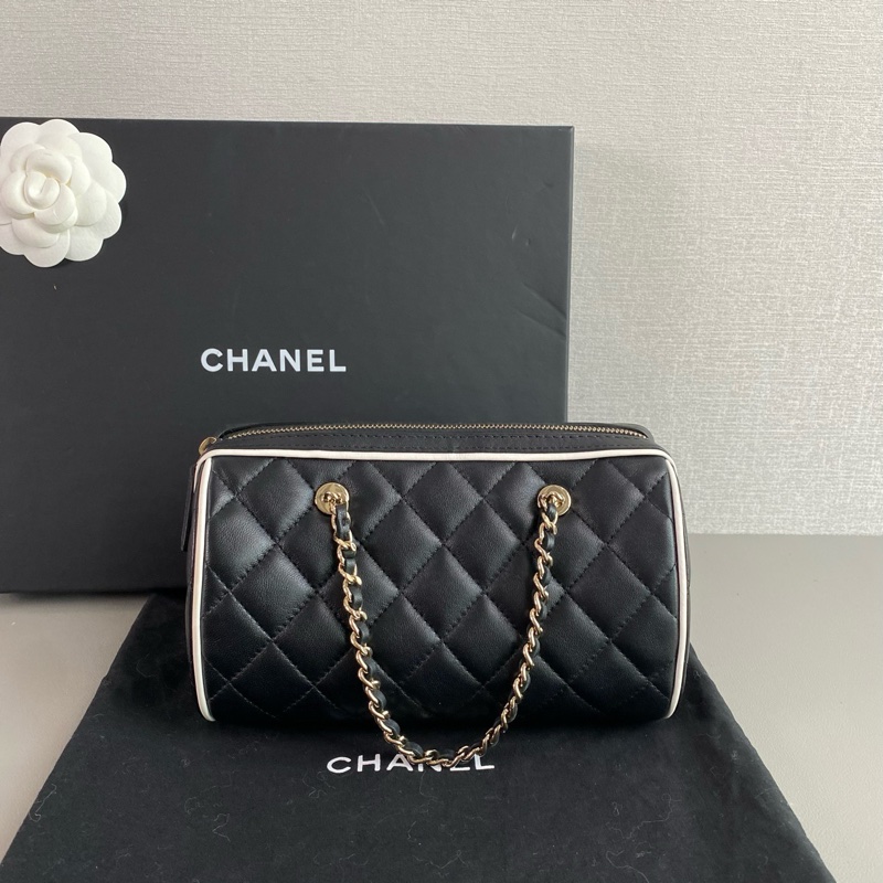 ✨Chanel 25P黑白 圓筒包 99新 晶片款🖤-4