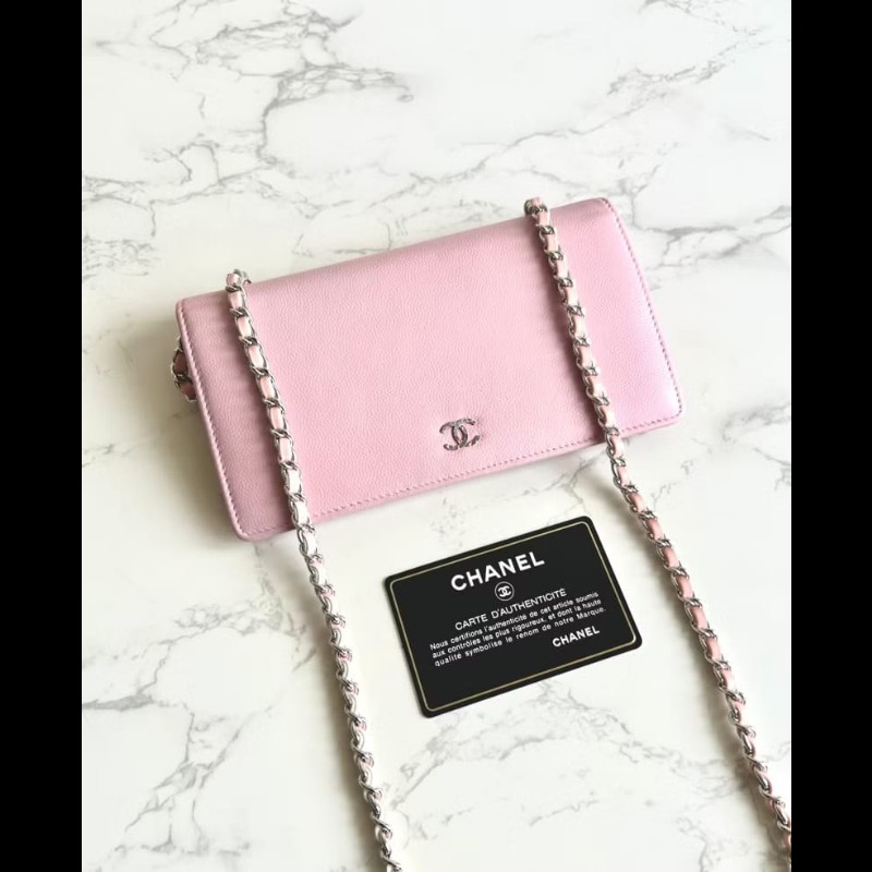 【LA LUNE】絕版古董包 Chanel粉紅色WOC 側背包 斜背包 中古二手包 長夾皮夾-2