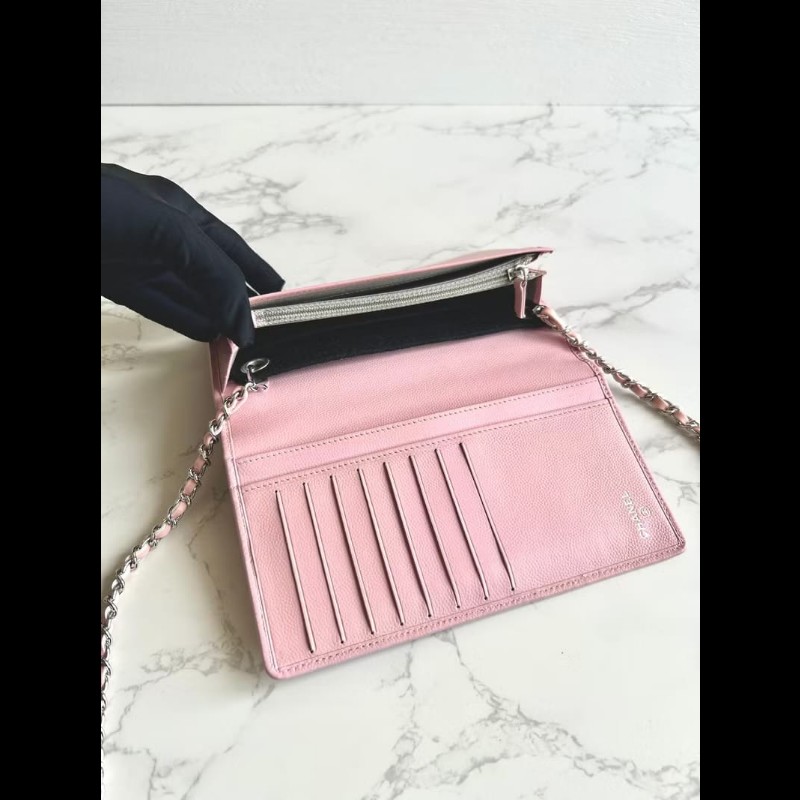 【LA LUNE】絕版古董包 Chanel粉紅色WOC 側背包 斜背包 中古二手包 長夾皮夾-7